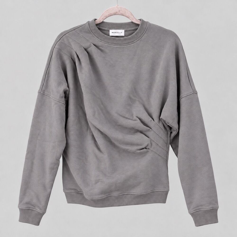 Marcella Minimalist Sweatshirt Cotton Gray Womens Small Oversized Modern Classic